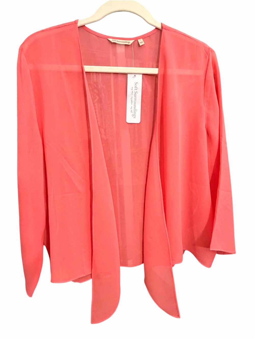 Soft Surroundings Coral Sheer Tie-Front Top